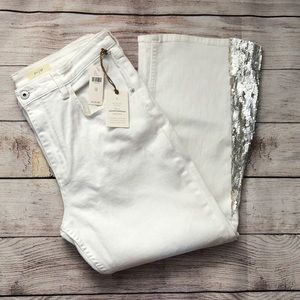 NWT Anthropologie Pilcro Sequined Cropped Jeans